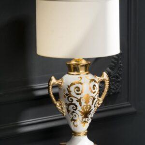 lampada in ceramica avorio con decori or