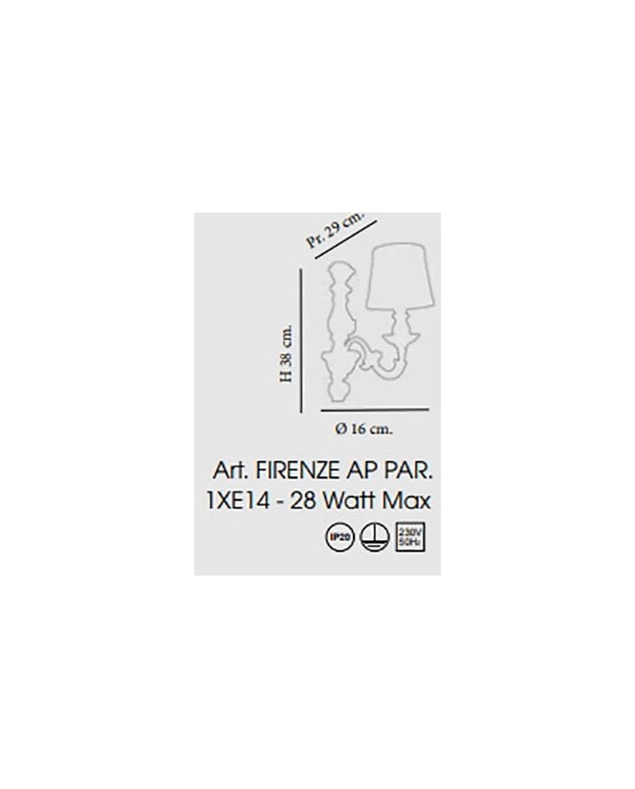 APPLIQUE DA PARETE STILE SHABBY FIRENZE