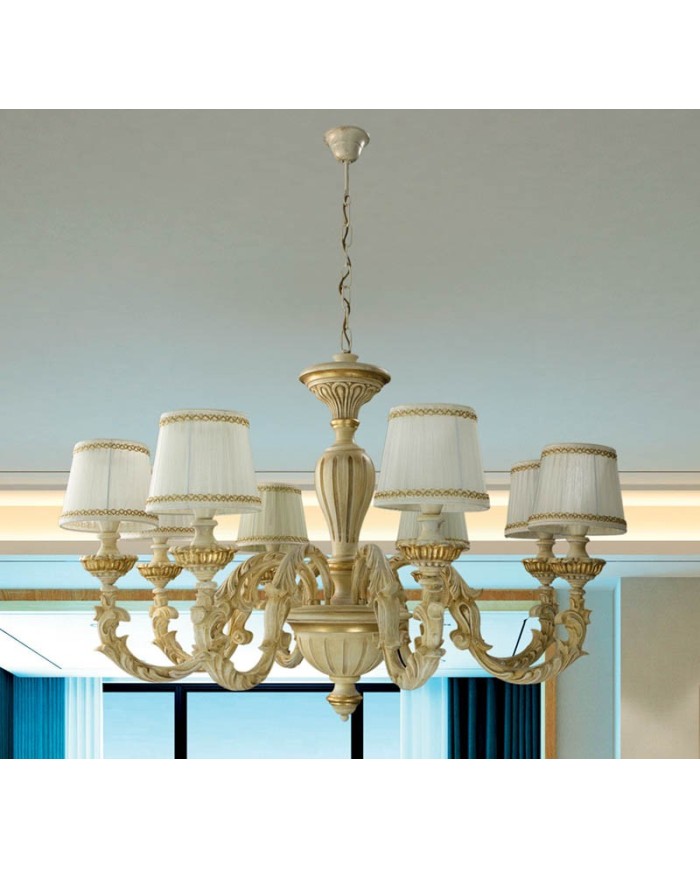 LAMPADARIO A SOSPENSIONE STILE SHABBY TOSCANO 8 LUCI