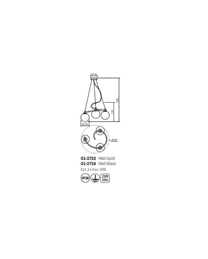 LAMPADARIO A SOSPENSIONE STILE MODERNO VOLLEY SP 3 TOND