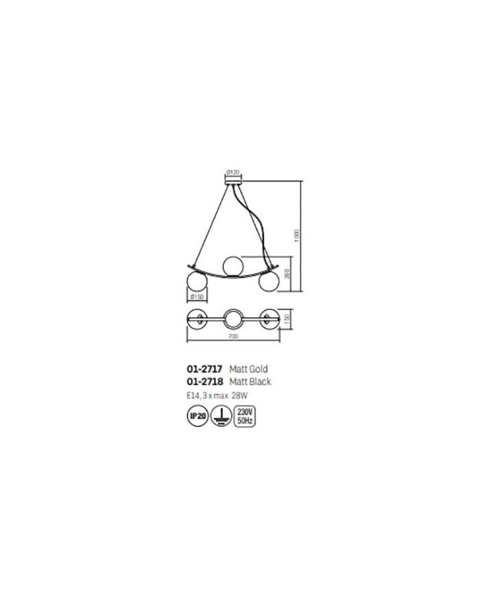 LAMPADARIO A SOSPENSIONE STILE MODERNO VOLLEY SP 3