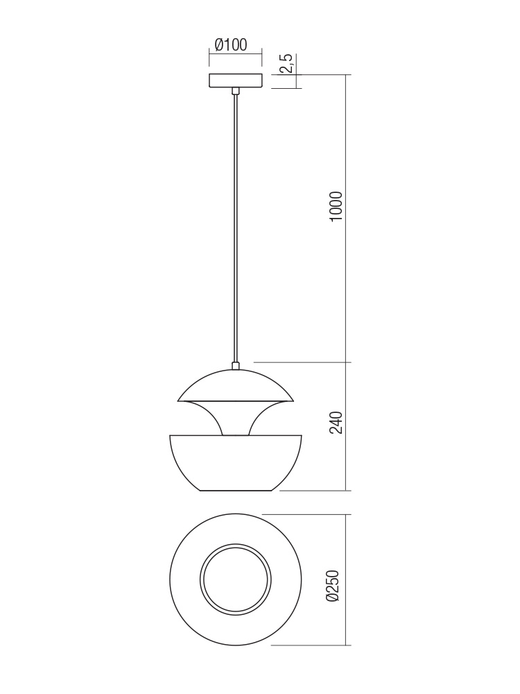 SOSPENSIONE STILE MODERNO LAMPU DIAM: 25 CM
