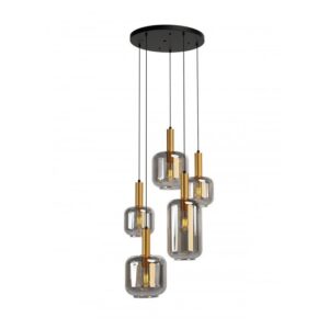 SOSPENSIONE A 5 LUCI STILE MODERNO CONTEMPORANEO BRINA DIAM: 52 CM