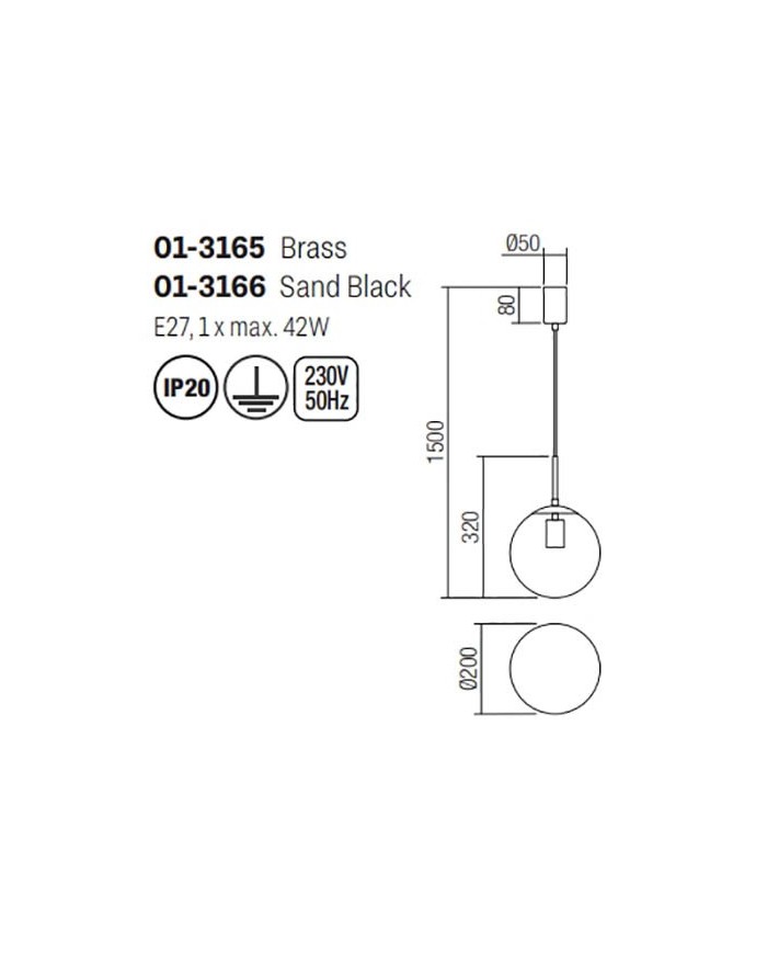 SOSPENSIONE STILE MODERNO GLOBAL ORO DIAM: 25 CM