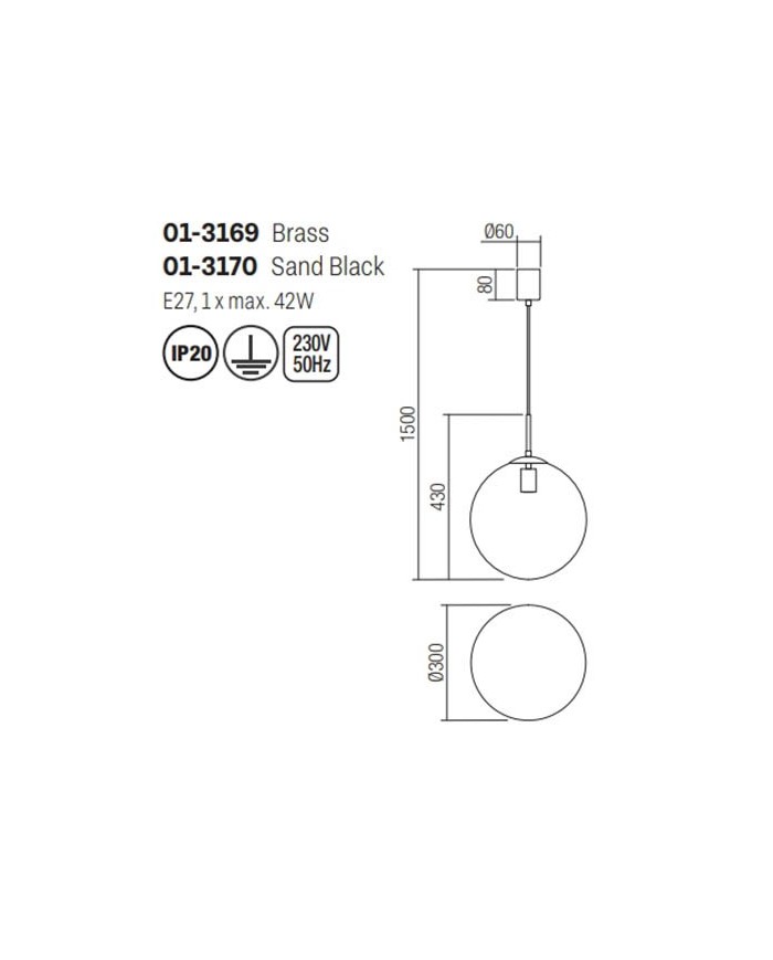 SOSPENSIONE STILE MODERNO GLOBAL ORO DIAM: 30 CM