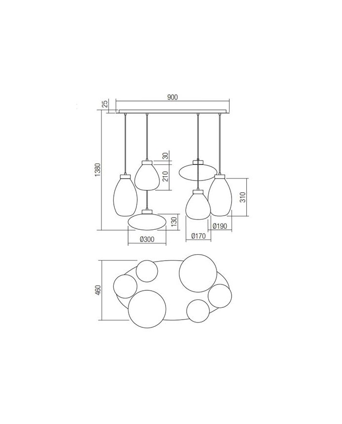 SOSPENSIONE A 6 LUCI STILE MODERNO LUKE DIAM: 46 CM