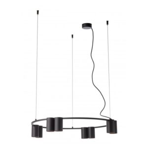 SOSPENSIONE A 6 LUCI STILE MODERNO MODI TONDO NERO DIAM: 64 CM