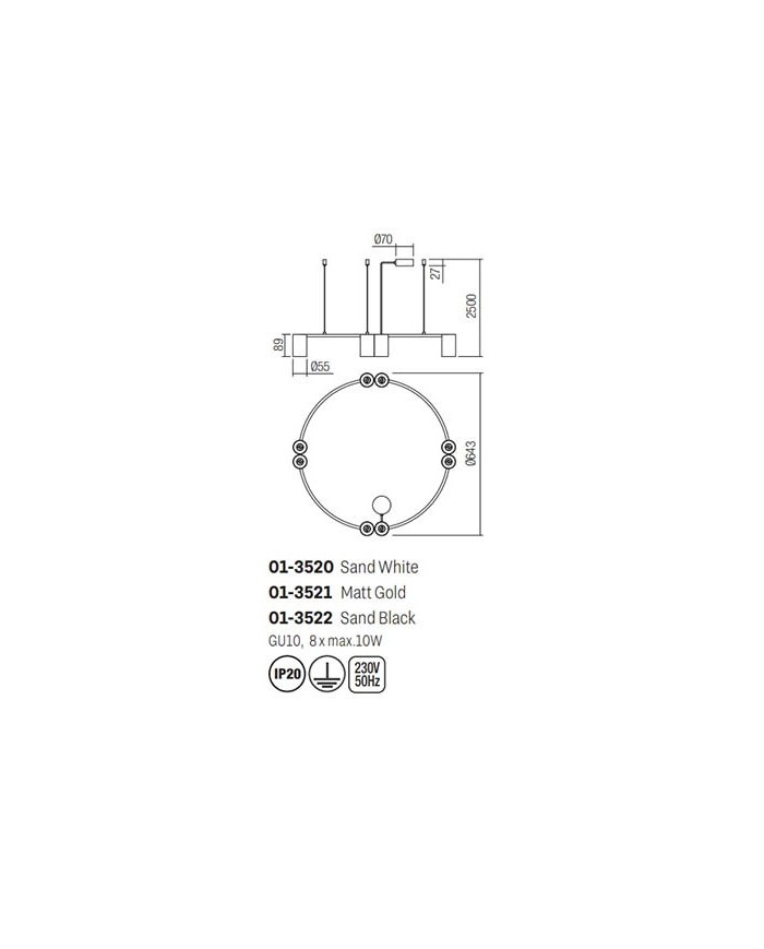 SOSPENSIONE STILE MODERNO MODI TONDO BIANCO DIAM: 64 CM