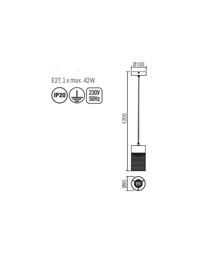 SOSPENSIONE A UNA LUCE STILE MODERNO STEM DIAM: 9 CM