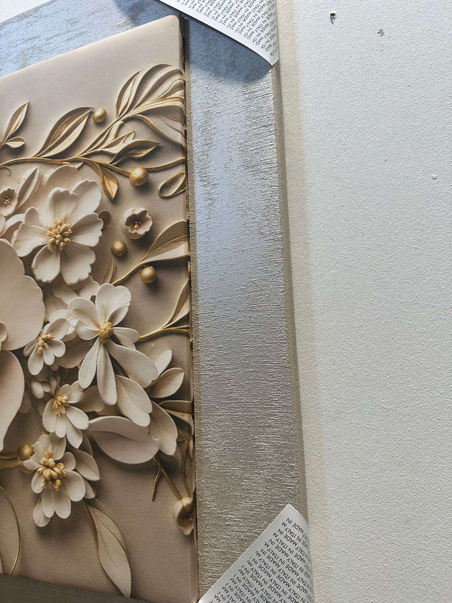 QUADRO CON FIORI CORNICE GHIACCIO 115X70 CM