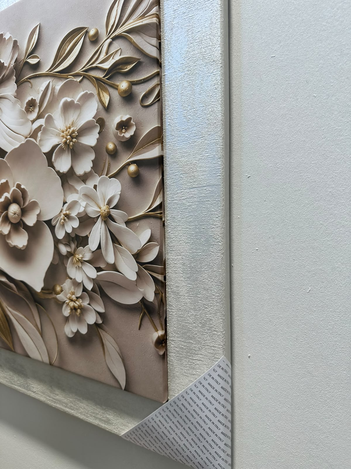 QUADRO CON FIORI CORNICE GHIACCIO 140X80 CM