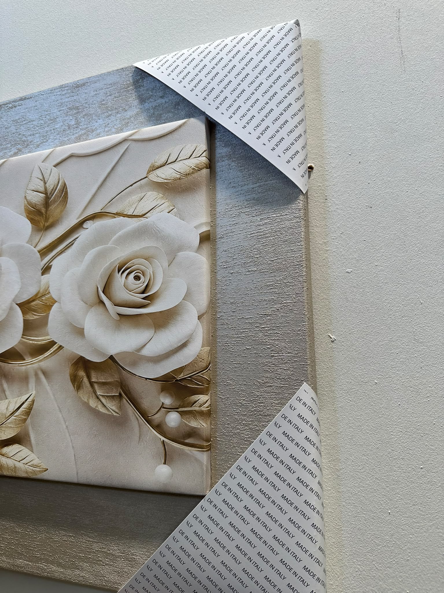 QUADRO CON FIORI CORNICE GHIACCIO 80X50 CM