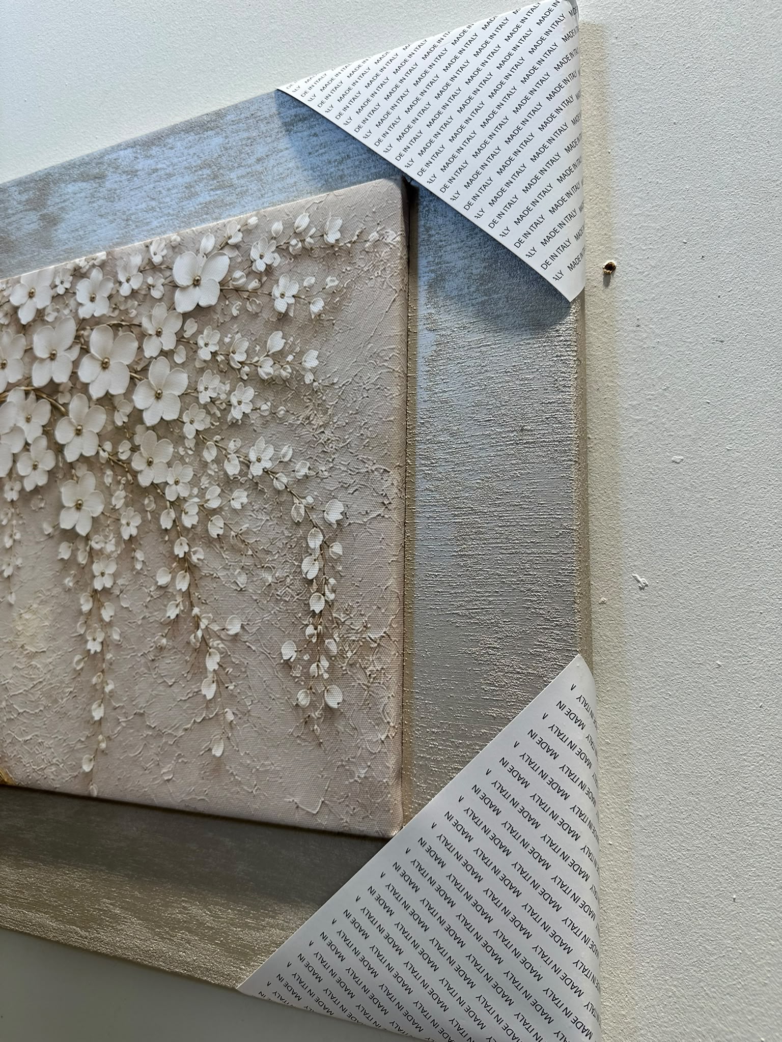 QUADRO CON ALBERO DELLA VITA CORNICE GHIACCIO 80X50 CM