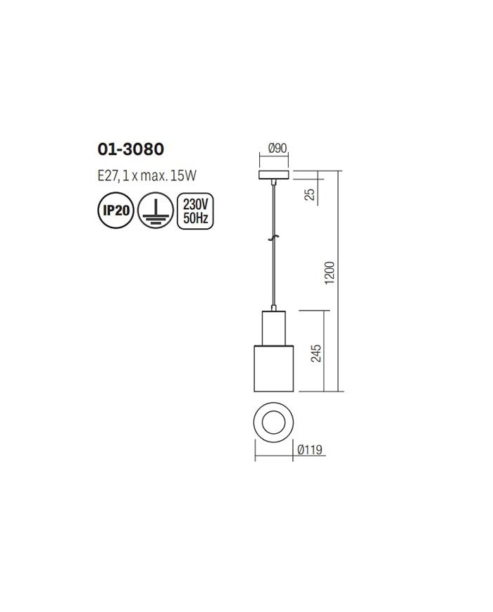 SOSPENSIONE UNA LUCE STILE MODERNO AURUM DIAM: 11 CM