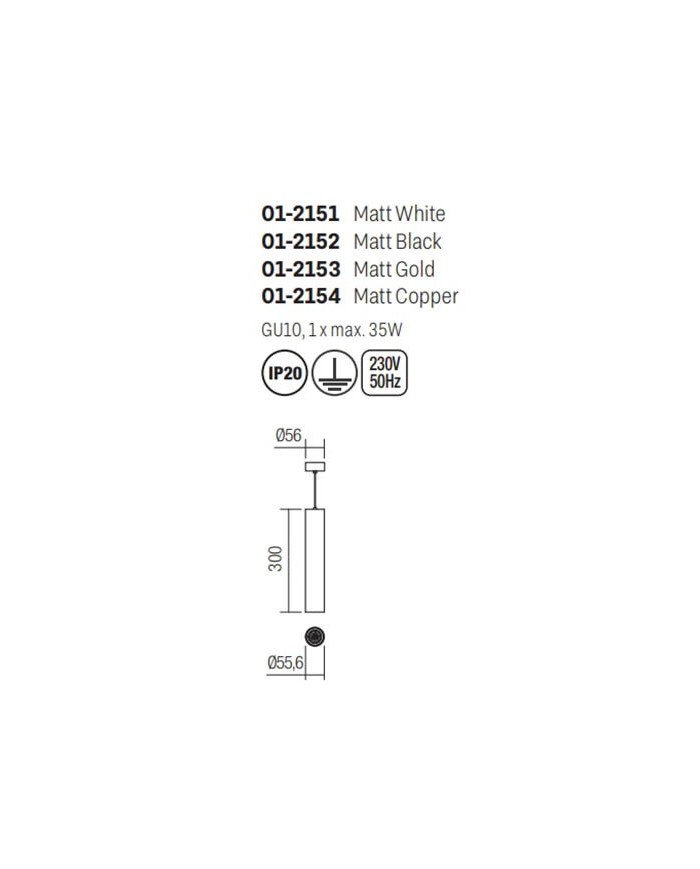 SOSPENSIONE UNA LUCE STILE MODERNO AXIS SP BIANCO DIAM: 5 CM