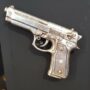 ARMA-PISTOLA-9×21-IN-CERAMICA-FOGLIA-ARGENTO-CON-CRISTALLI-SOPRAMMOBILE-152739334630