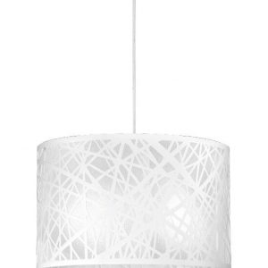 I-BATIK LAMPADARIO SOSPENSIONE MODERNO STRUTTURA IN ACCIAIO DECORO BIANCO 1 LUCE