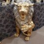 LEONE-IN-CERAMICA-FOGLIA-ORO-E-ARGENTO-CON-OCCHI-IN-CRISTALLO-152739068140