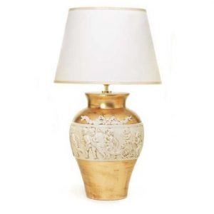 LAMPADA LUME GRANDE PARALUME IN CERAMICA CON PUTTI ANGELI IN CERAMICA FOGLIA ORO