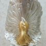 PAVONE-IN-CERAMICA-FOGLIA-ORO-AVORIO-CON-CRISTALLI-ARREDO-CASA-SALOTTO-SALA-162326346871