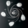 PLAFONIERA-IN-STRUTTURA-CROMO-A-5-LUCI-CON-SFERE-IN-CRISTALLO-VETRO-BIANCO-163648270391