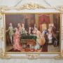 QUADRO-CON-SCENA-FRANCESE-CORNICE-IN-LEGNO-PANNA-E-FOGLIA-ORO-CON-CRISTALLI-163270433571