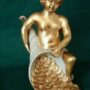 ANGELO-PUTTO-CORNUCOPIA-CON-MONETE-IN-CERAMICA-AVORIO-FOGLIA-ORO-ARREDO-CASA-162567048103