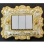 COPRI-INTERRUTTORI-3-PULSANTI-PLACCHETTE-VIA-VENETO-CERAMICA-AVORIO-E-FOGLIA-ORO-152090612243