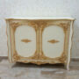 CREDENZA-MOBILE-LEGNO-VETRINA-AVORIO-E-FOGLIA-ORO-CON-CRISTALLI-2-SPORTELLI-162291548683