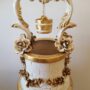 POZZO-ROSE-CERAMICA-AVORIO-FOGLIA-ORO-CRISTALLI-SOPRAMMOBILE-SALOTTO-SOGGIORNO-152585586293