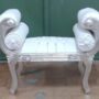 PANCA-POLTRONA-CINESE-IN-LEGNO-ARGENTO-ECOPELLE-BIANCA-CON-CRISTALLI-SALOTTO-162193245154
