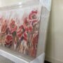 QUADRO-MODERNO-CON-CORNICE-IN-LEGNO-TORTORA-CON-TELA-A-FIORI-E-GLITTER-164384250504-2