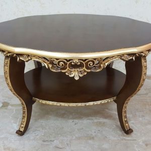 TAVOLINO SALOTTO OVALE LEGNO NOCE ORO MOBILI CAMERA ARREDO CASA SOGGIORNO