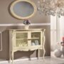 VETRINA-BASSA-A-2-ANTE-E-SPECCHIO-OVALE-IN-LEGNO-AVORIO-E-FOGLIA-ORO-163196952934