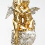 ANGELI-INNAMORATI-SULLE-NUVOLE-IN-CERAMICA-FOGLIA-ORO-ARGENTO-SCULTURA-STATUA-152201624956