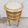 COMODINO-ROTONDO-IN-LEGNO-FOGLIA-ORO-CON-3-CASSETTI-E-TOP-IN-MARMO-COLONNINA-153225642756-2