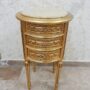 COMODINO-ROTONDO-IN-LEGNO-FOGLIA-ORO-CON-3-CASSETTI-E-TOP-IN-MARMO-COLONNINA-153225642756