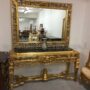 CONSOLLE-E-SPECCHIO-IN-LEGNO-FOGLIA-ORO-E-TOP-IN-MARMO-INGRESSO-CASA-ARREDO-153220834706