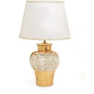 LAMPADA LUME PICCOLO PARALUME CERAMICA CON PUTTI ANGELI IN CERAMICA FOGLIA ORO