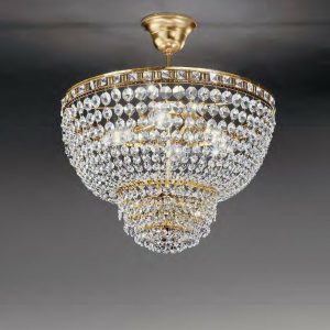 LAMPADARIO SOSPENSIONE AMSTERDAM CON CRISTALLI STRUTTURA ORO O CROMO 3 LUCI