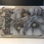 QUADRO-MODERNO-CON-CORNICE-TORTORA-E-TELA-CON-FIORI-E-GLITTER-80×46-cm-154258270396