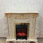 CAMINETTO-ELETTRICO-CON-ECOPELLE-AVORIO-E-FOGLIA-ORO-CON-CRISTALLI-ARREDO-CASA-162589545807