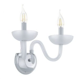 AMANDIN APPLIQUE STRUTTURA IN ACCIAIO CROMO E VETRO SATINATO 2 LUCI