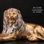 LEONCINO-DISTESO-IN-CERAMICA-FOGLIA-ORO-E-ARGENTO-CON-OCCHI-IN-CRISTALLO-162564724328