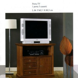 PORTA TV IN LEGNO NOCE CON 1 PORTA E 3 CASSETTI