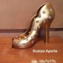 SCARPA-APERTA-IN-CERAMICA-DECORO-FOGLIA-ORO-CRISTALLI-ARREDO-CASA-SOPRAMMOBILE-162566613349
