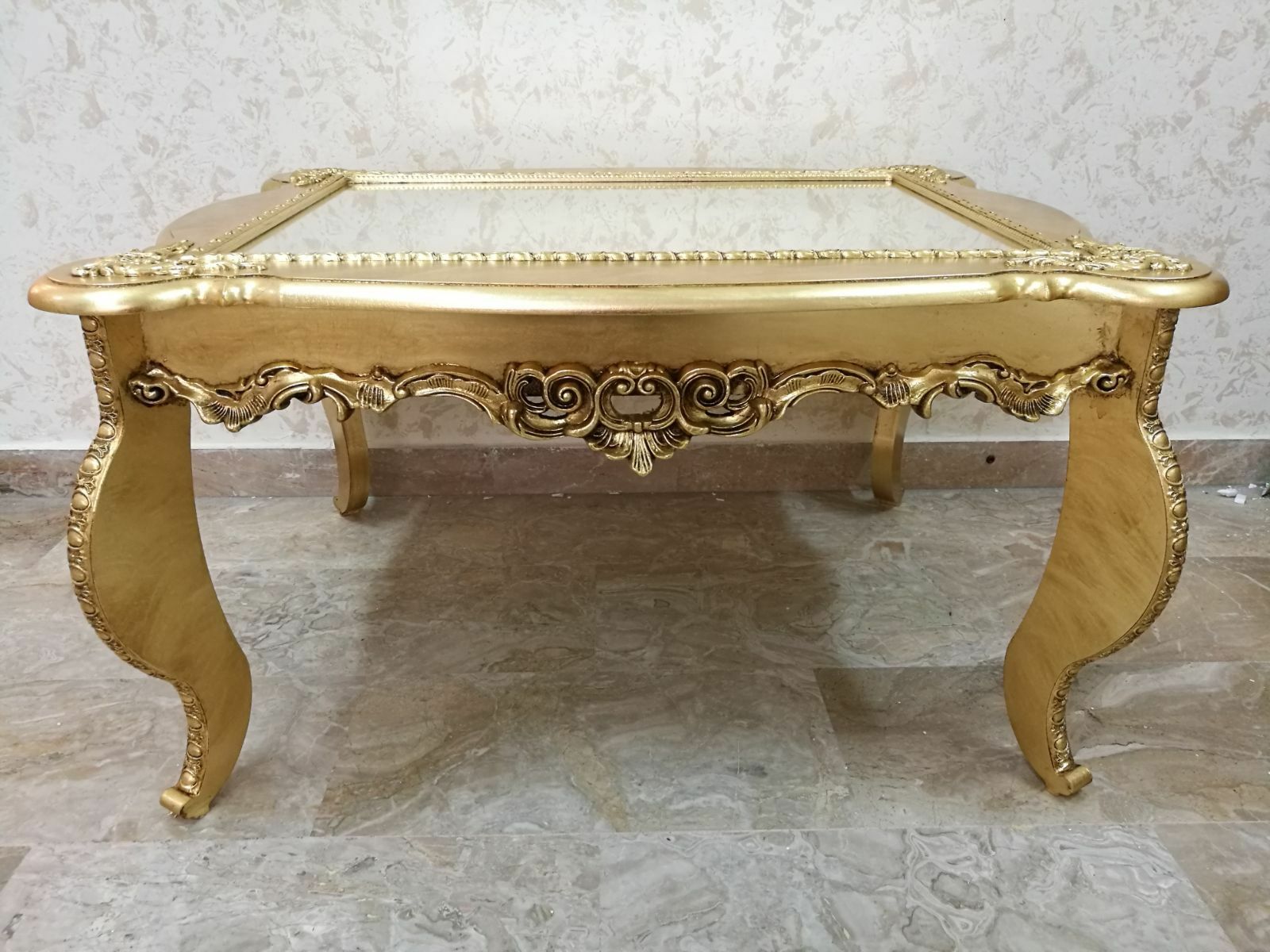 TAVOLINO-RETTANGOLARE-IN-LEGNO-FOGLIA-ORO-CON-SPECHIO-162673889143