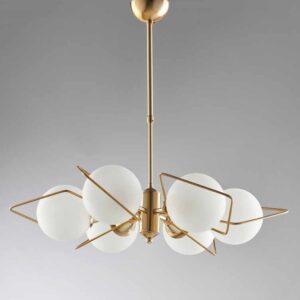 lampadario moderno con sfere bianche