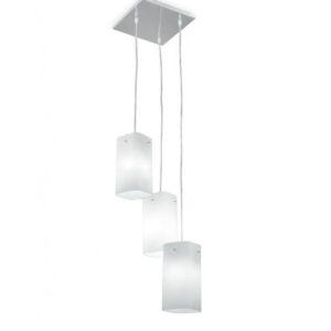 lampadario a sospensione cromo con vetro bianco