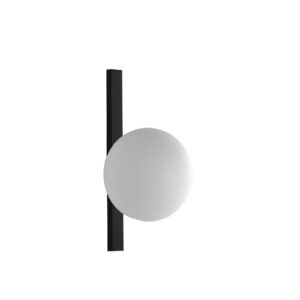 lampadario al muro nero con sfere bianco satinato